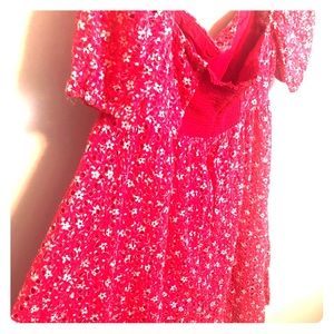 Pink Mini Off the Shoulder Picnic Dress